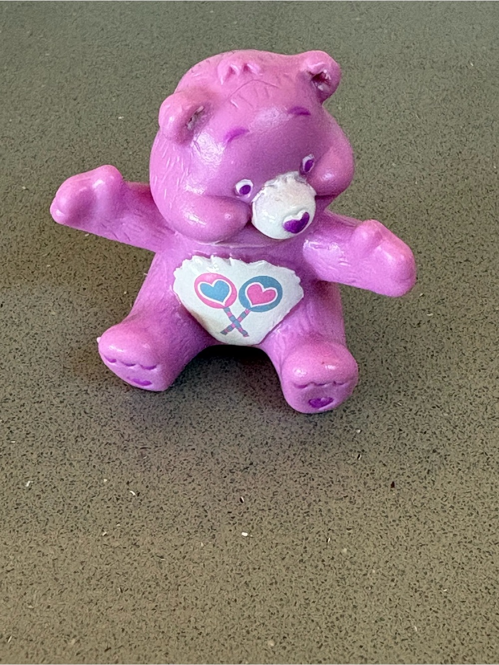 Vintage 1980s Share Bear Care Bear PVC Figurine | Lollipops Badge Read Notes